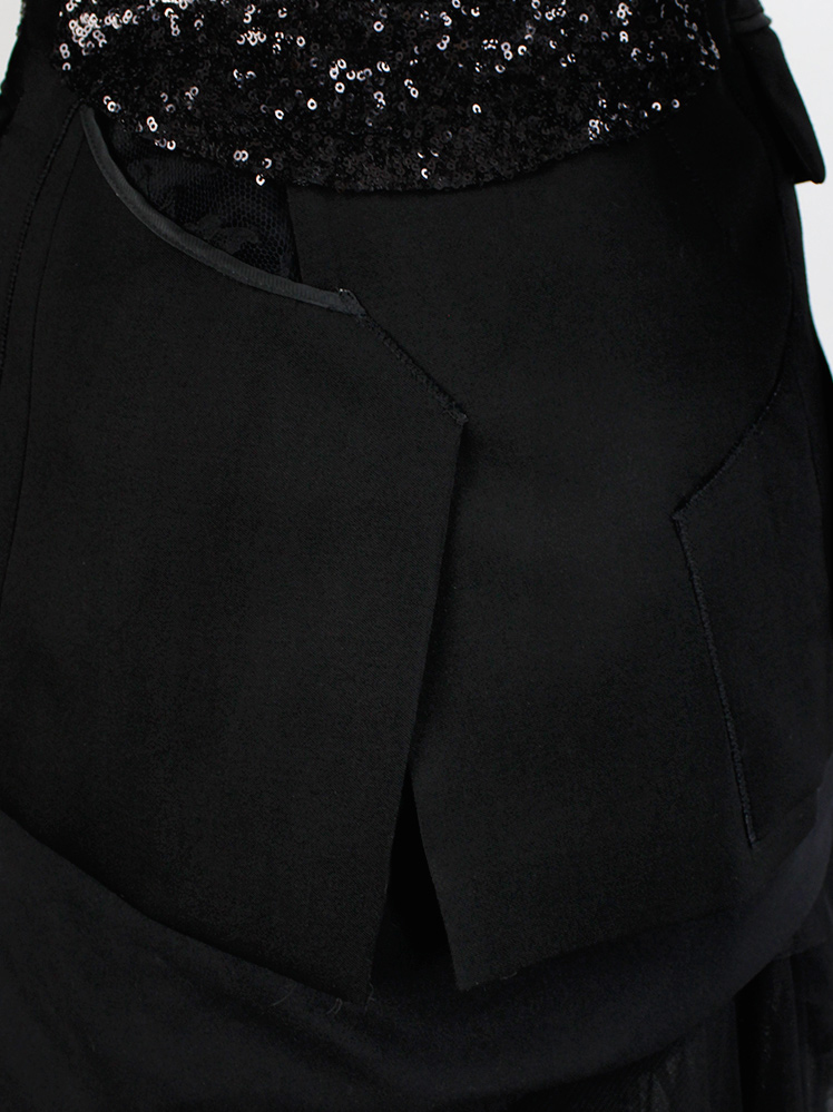 vintage Junya Watanabe black deconstructed blazer with panelling and sequin and lace inserts fall 2014 (26)