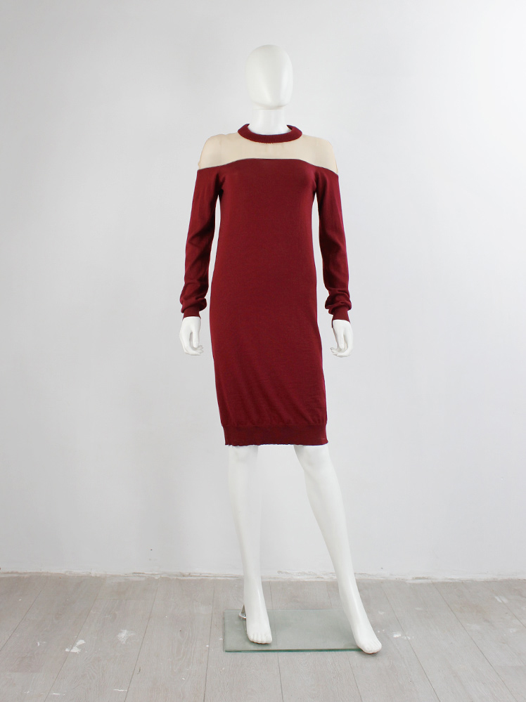 Maison Martin Margiela 1 red floating knit dress with sheer