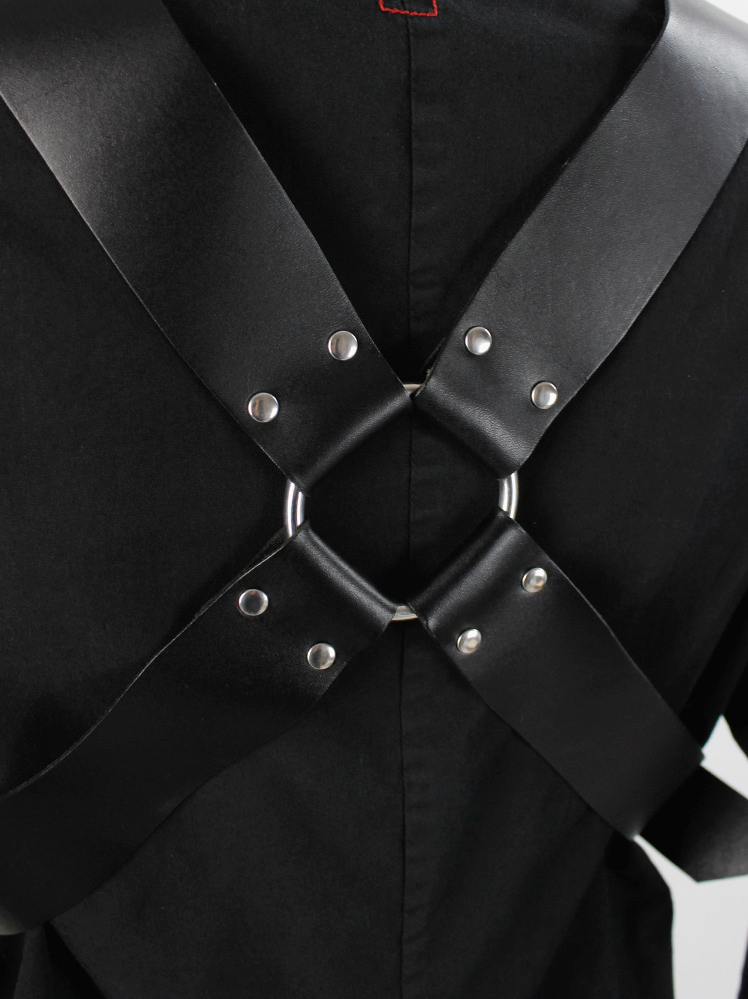 Noir Kei Ninomiya cream wool harness with black leather Noir Kei Ninomiya cream wool harness with black leather