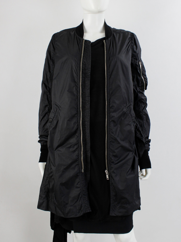 ジャケット・アウター Rick Owens DRKSHDW Long Bomber Jacket Denim Hooded Long Bomber in Black/Mauve – SVRN