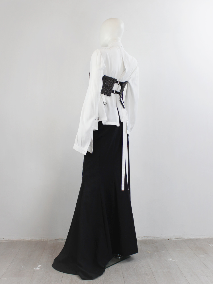 Ann Demeulemeester black beaded bandeau or corset belt with back