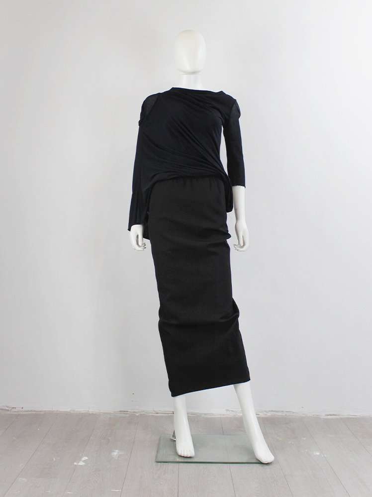 Rick Owens CYCLOPS black long pillar skirt with overlapping