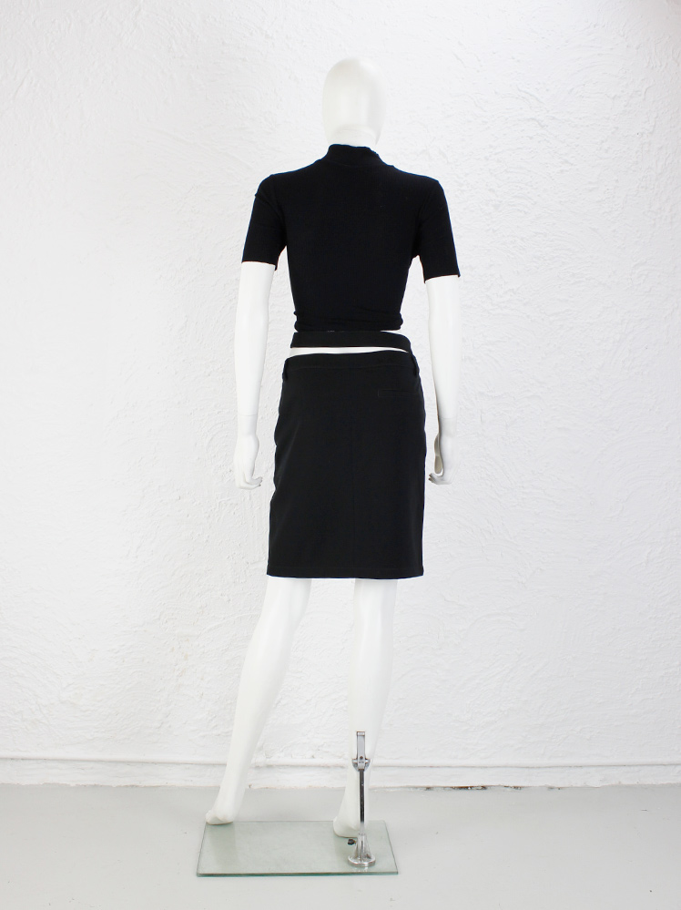 Dirk Bikkembergs black short skirt with semi-detached grommeted