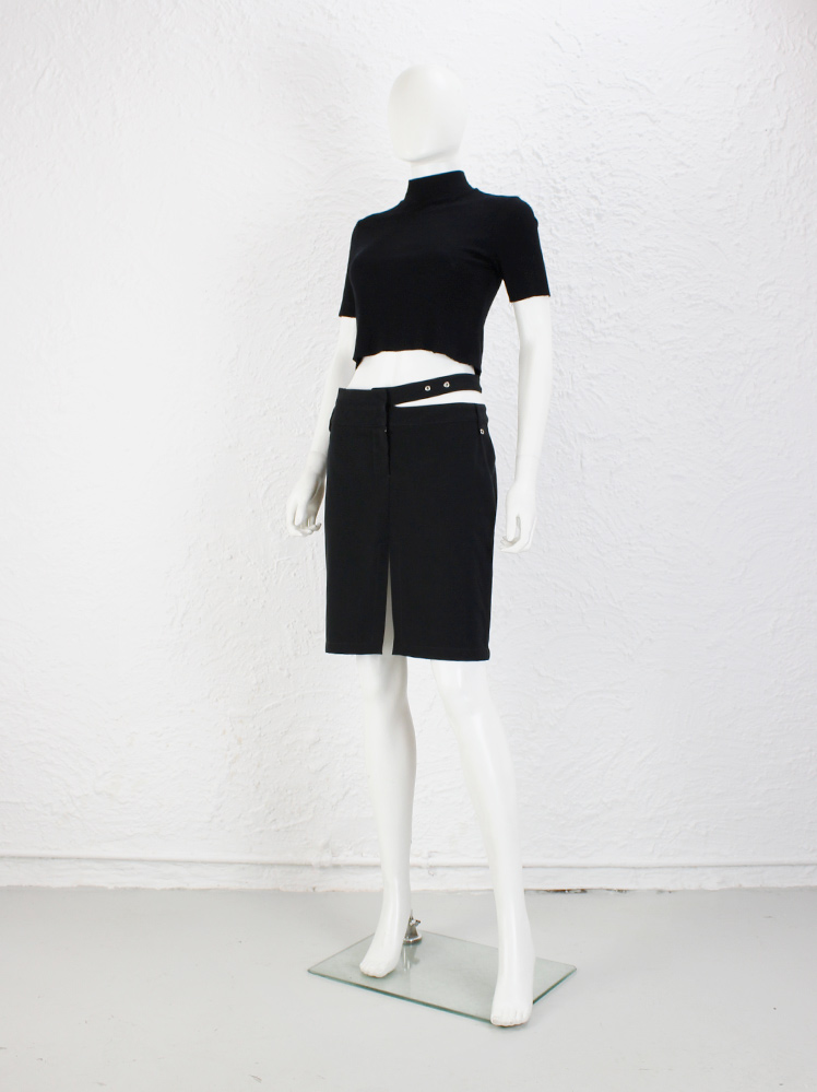 DIRK BIKKEMBERGS スカート　archive Dirk Bikkembergs black short skirt with semi-detached
