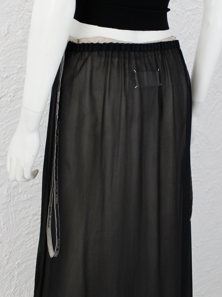 Maison Martin Margiela black sheer skirt with beige lining skirt