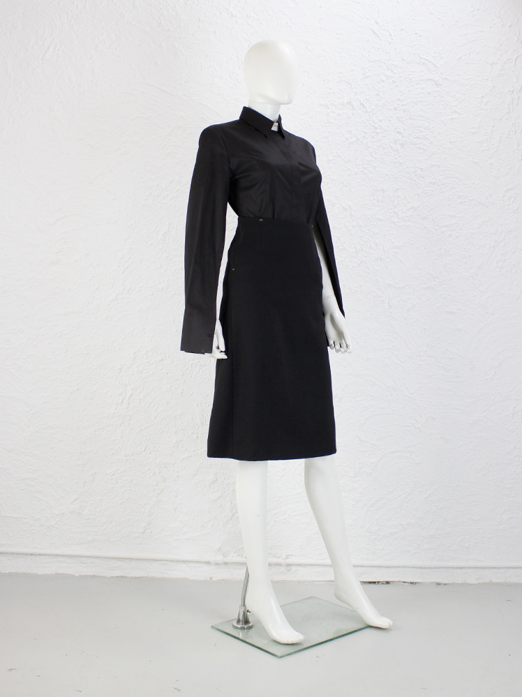 ストライプサテンコート ブラック☆ MM6 Maison Martin Margiela Maison Martin Margiela black skirt with triangular side