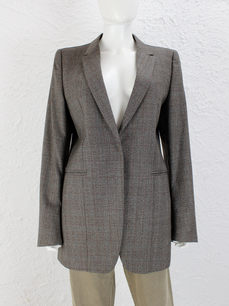 Maison Martin Margiela brown glen plaid men's blazer, belted and