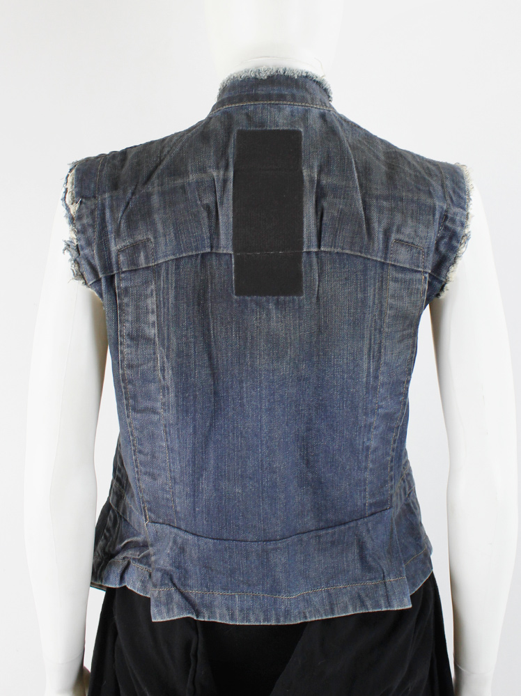 Rick Owens FEMSLAB waxed denim sleeveless vest with frayed
