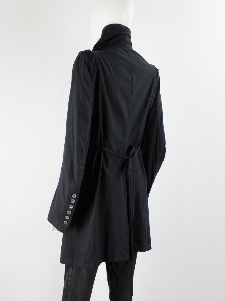 vintage Ann Demeulemeester black long transformable shirt with 4 button rows fall 2009 (14)