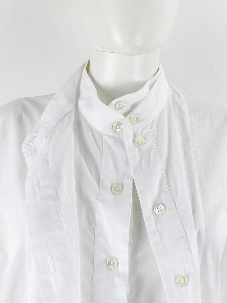 Ann Demeulemeester white double layered curved shirt with inner