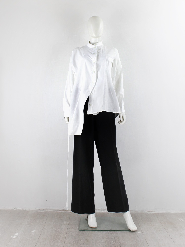 Ann Demeulemeester white double layered curved shirt with inner 
