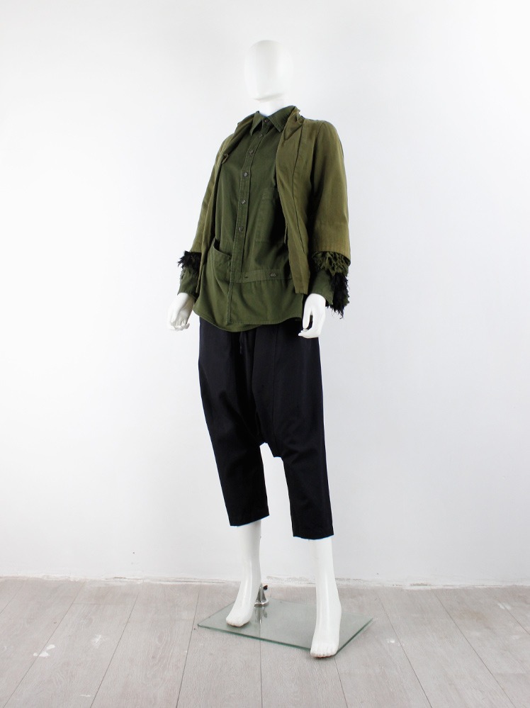 vintage Comme des Garcons khaki open blazer with multi-ruffled sleeves spring 2000 (12)