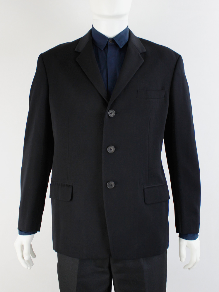 Y's for men black blazer double vent closed by 8-button rows