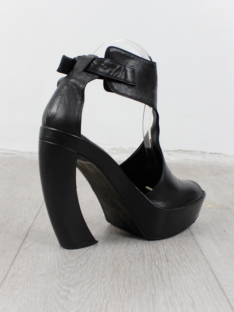 Ann Demeulemeester black platform sandals with curved heel