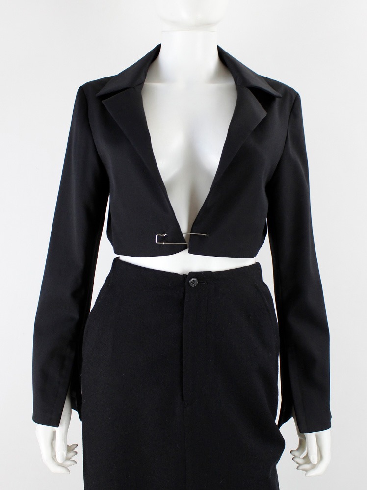 LIMI feu ブラック クロップドジャケット S Limi Feu black cropped blazer with safety pin closure — fall