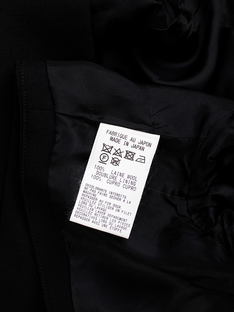 00’s Japanese label archive Limi Feu Limi Feu black long backless waistcoat with ruffled bottom