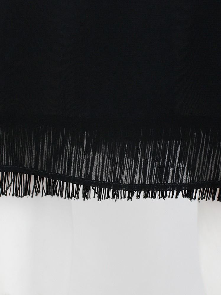Maison Martin Margiela black sheer skirt over lining with fringes