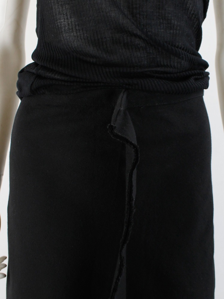 Yohji Yamamoto +Noir black maxi skirt stitched outwards at the