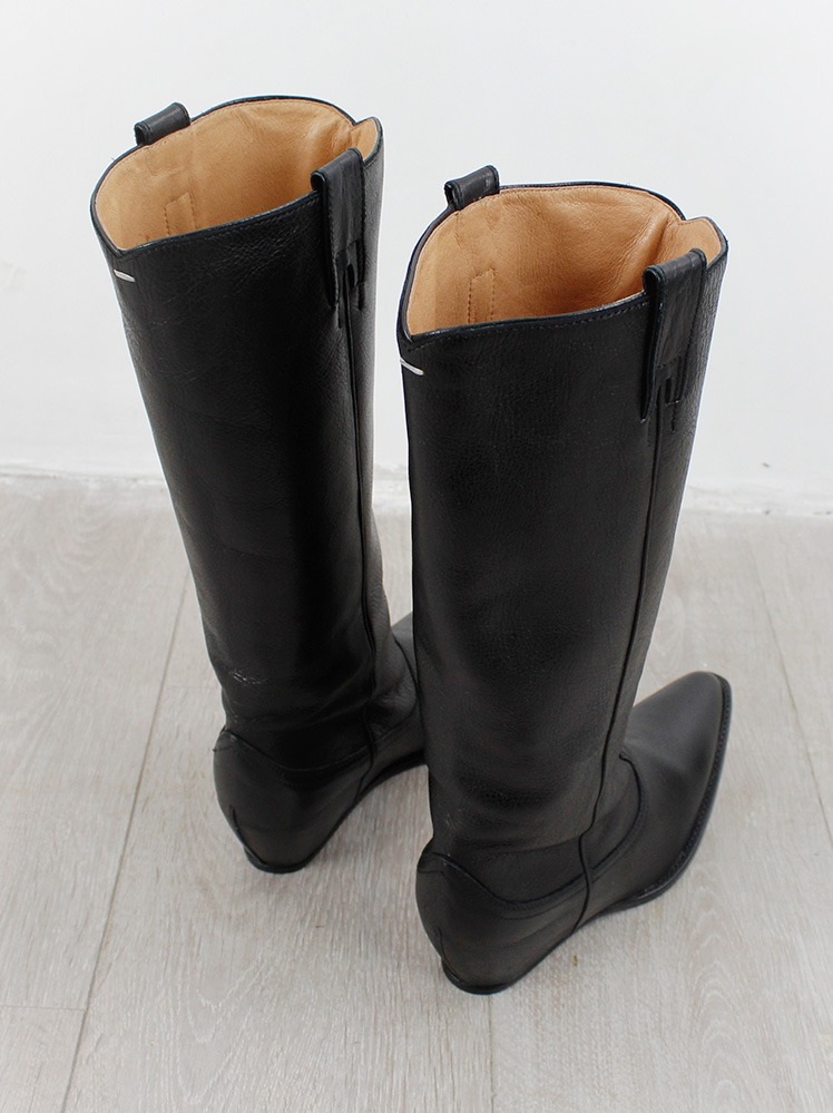 Maison Martin Margiela black heelless cowboy boots with hidden