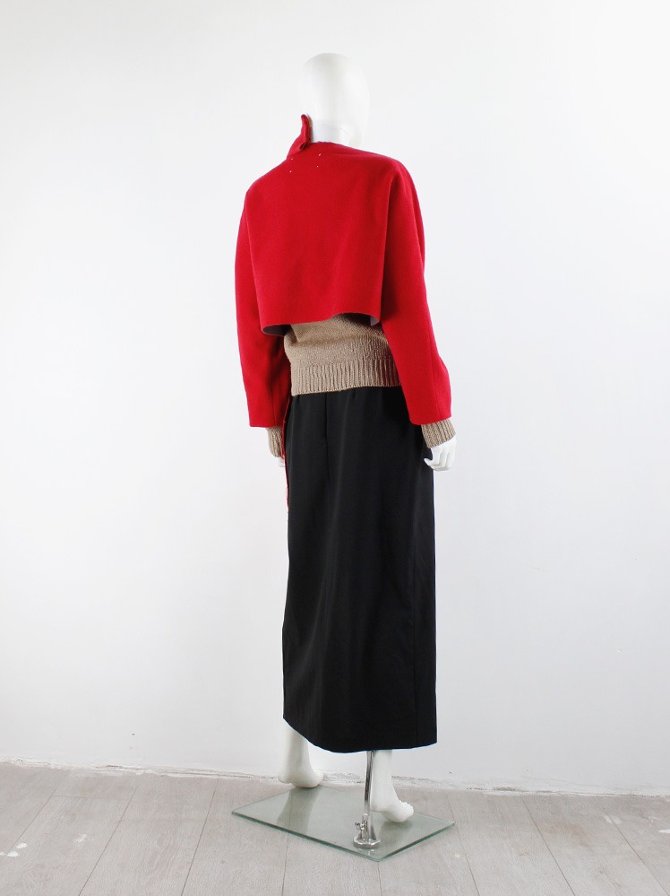 Maison Martin Margiela red felted asymmetric vest with tailoring