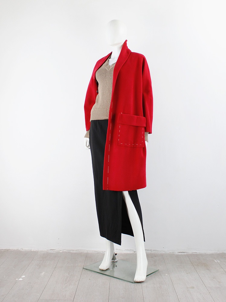 Maison Martin Margiela red felted asymmetric vest with tailoring