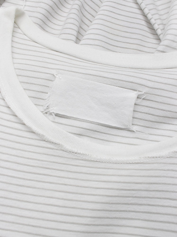 Maison Martin Margiela white t-shirt with loose threads draped on