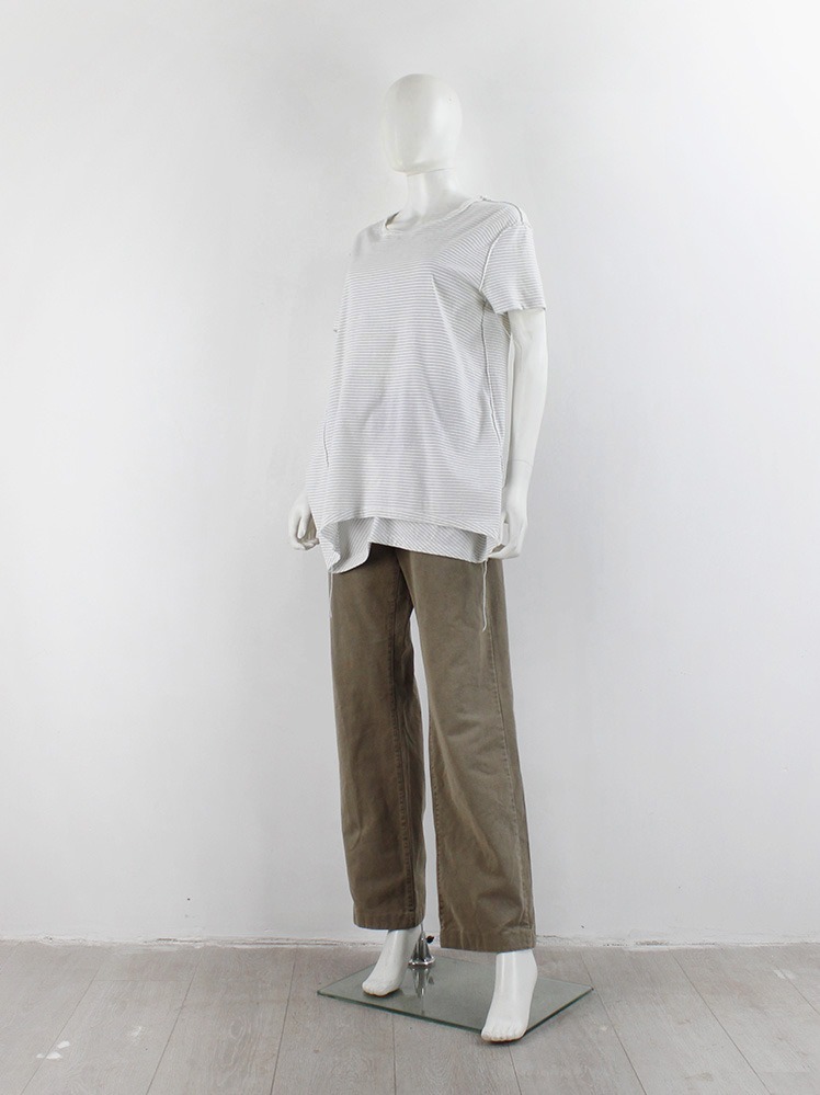 Maison Martin Margiela white t-shirt with loose threads draped on