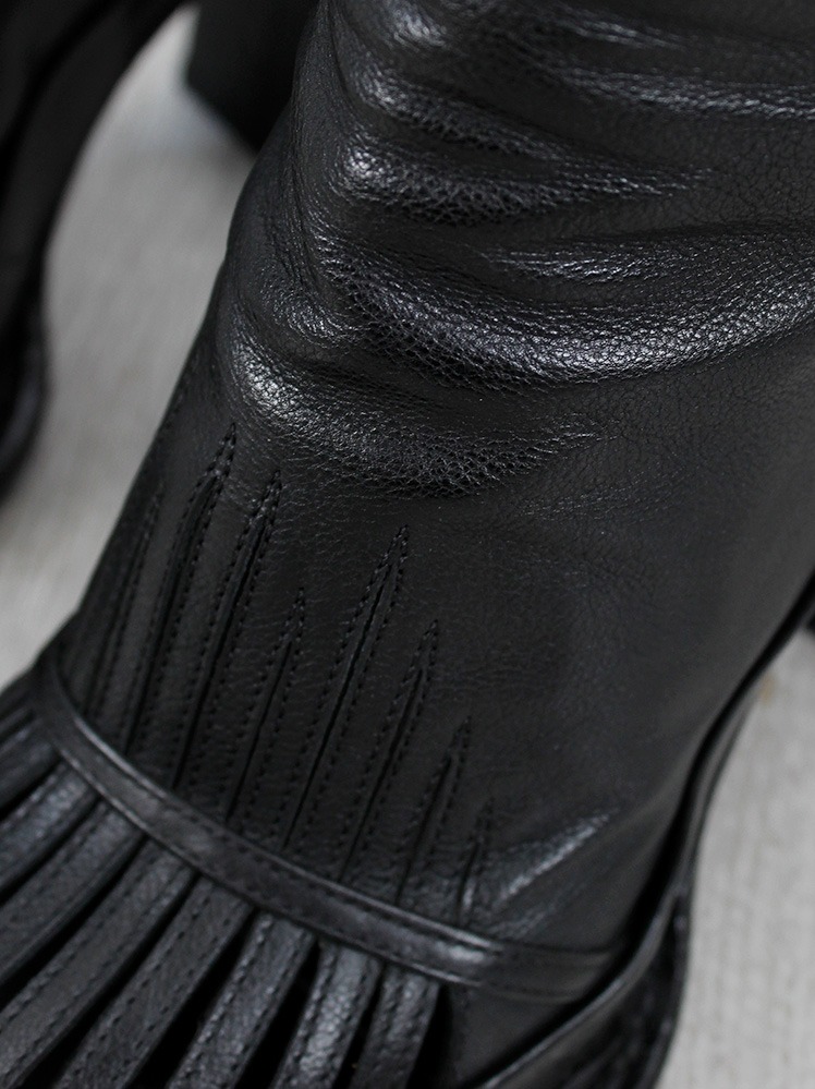 Ann Demeulemeester black ankle boots with front leather strips (36