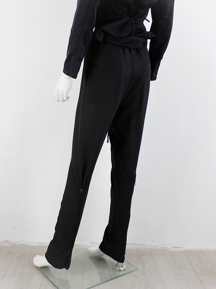 パンツ Ann Demeulemeester Evelien Trouser Ann Demeulemeester black overlapping belted trousers with back