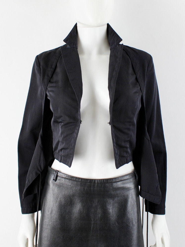 Dirk Bikkembergs black jacket with double tied curved front panel