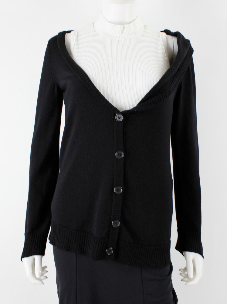 Maison Martin Margiela black stretched out cardigan with off