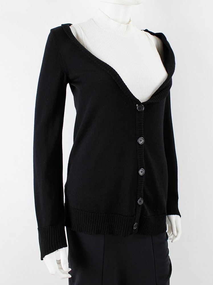 Maison Martin Margiela black stretched out cardigan with off