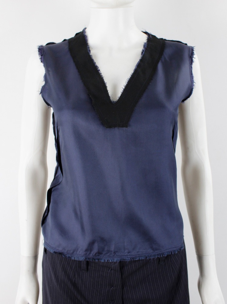 Maison Martin Margiela navy inside out top with outer darts and