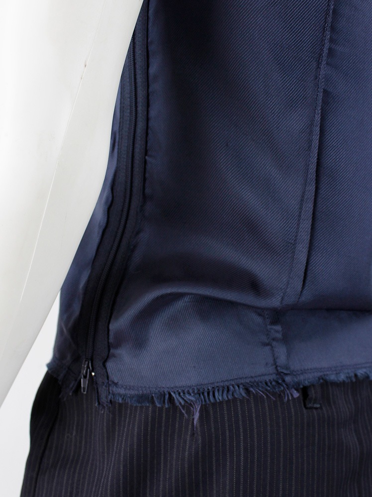 Maison Martin Margiela navy inside out top with outer darts and