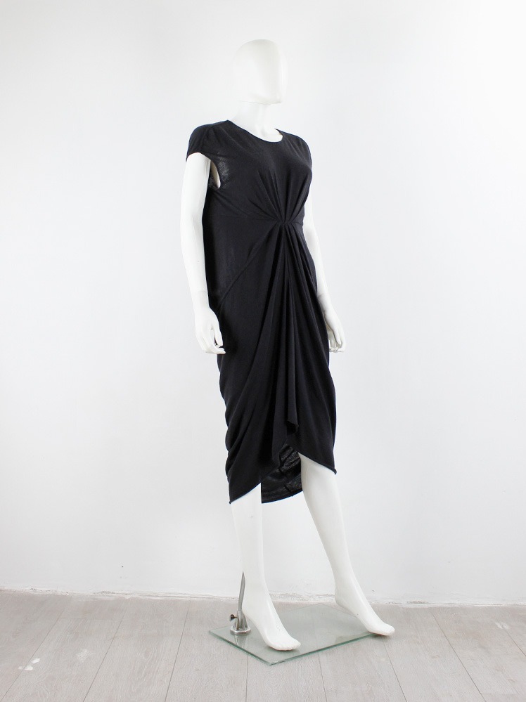 rick owens lilies long dress Rick Owens lilies black lobster dress with pleated front and draped back