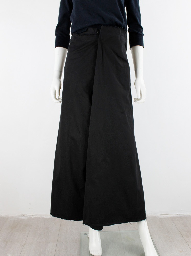 Yohji Yamamoto black extra wide overlapping trousers with interior