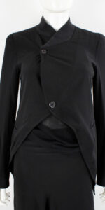 ANN DEMEULEMEESTER 2009AWニットジャケット　XS Ann Demeulemeester black cutaway jacket with knit bomber details