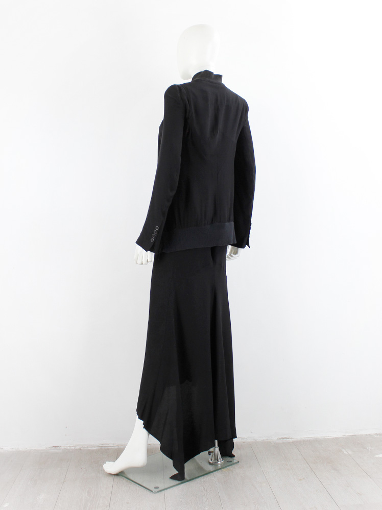 Ann Demeulemeester black cutaway jacket with knit bomber details