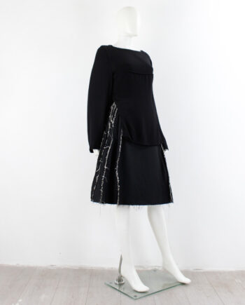 Issey Miyake Fête black straight midi-skirt with fine