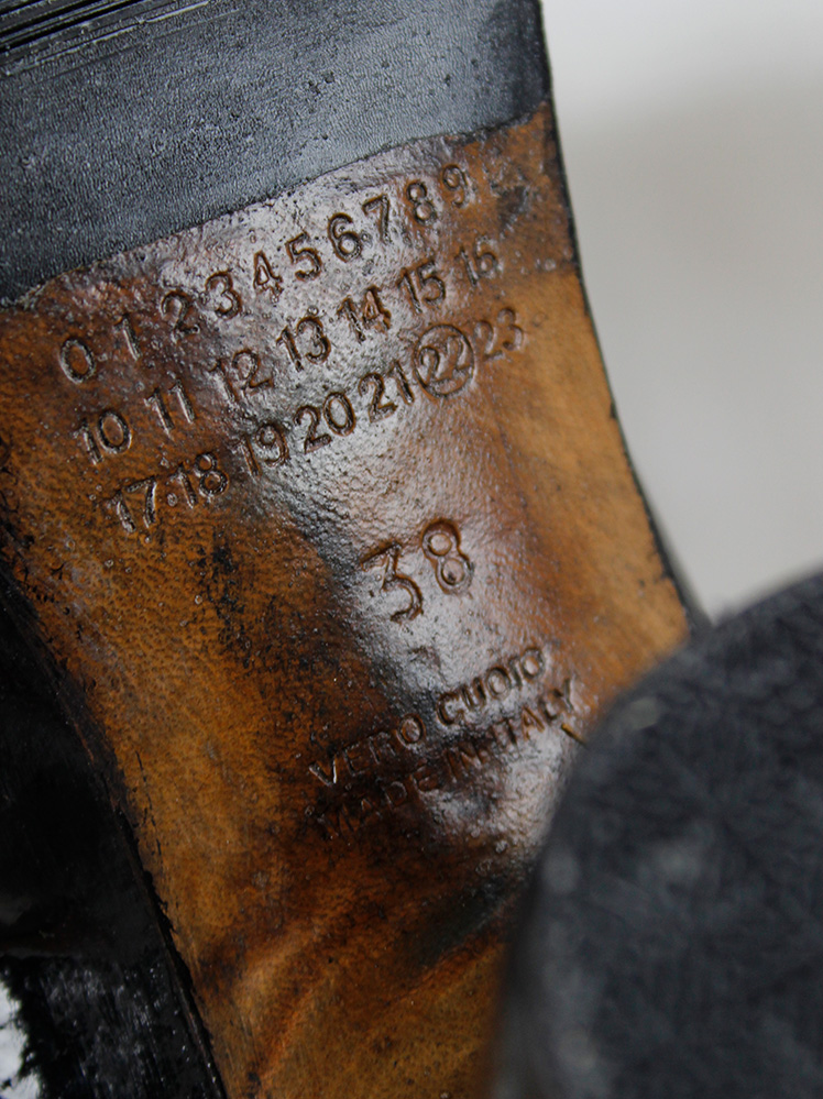 Maison Martin Margiela black patent leather tabi boots with