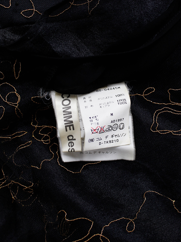 Comme des Garçons black deconstructed dress with embroidered