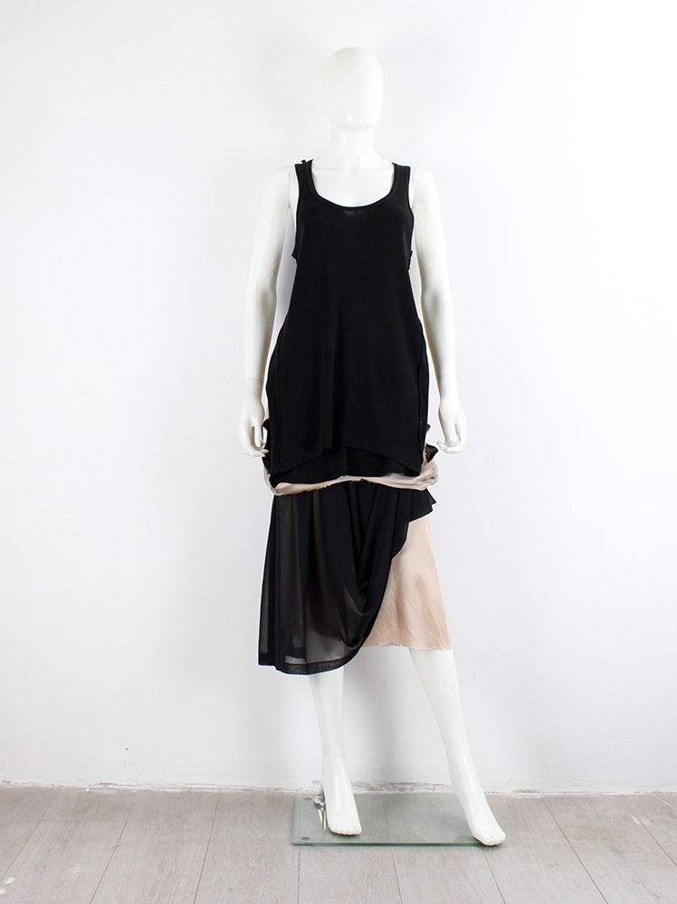 Maison Martin Margiela black tanktop draped on the front of