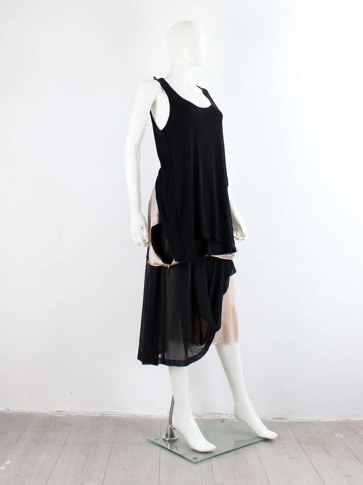 Maison Martin Margiela black tanktop draped on the front of