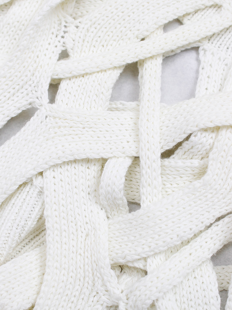 Veronique Branquinho off-white knit crop top with open weaving