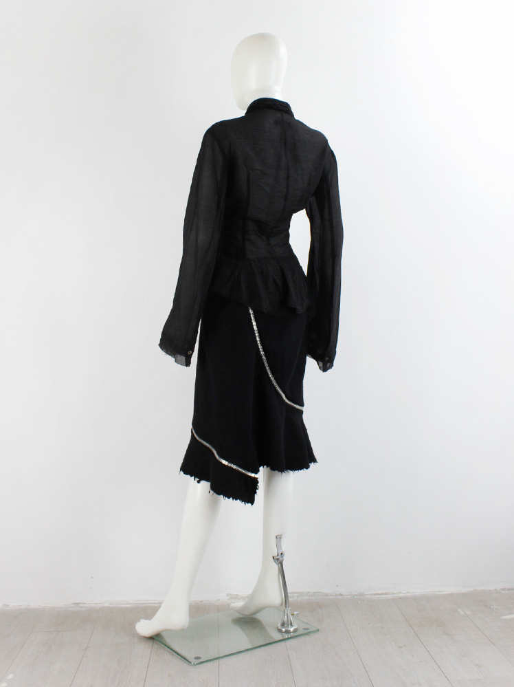 Comme des Garçons tricot black felted skirt with spiral