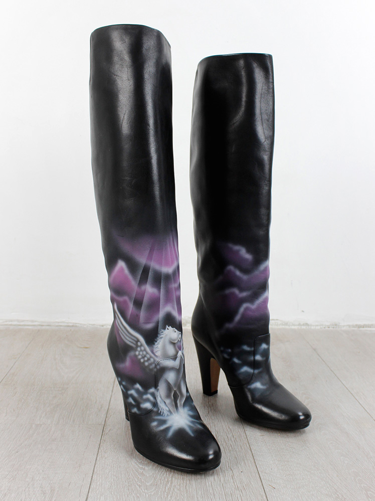 Maison Martin Margiela black boots with spraypainted pegasus