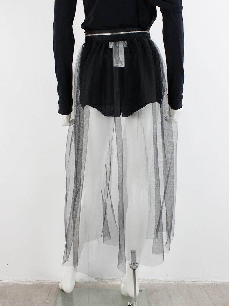 Maison Margiela MM6 black open tulle skirt with zipper
