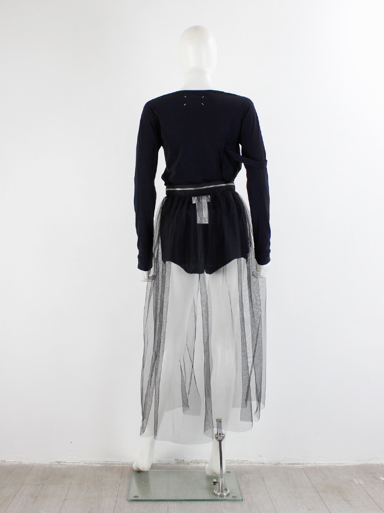 Maison Margiela MM6 black open tulle skirt with zipper waistband