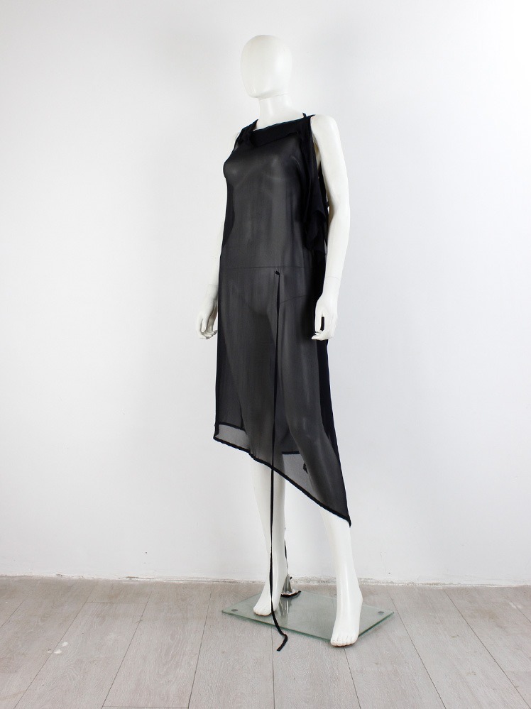 ANN DEMEULEMEESTER アシンメトリー ワンピース ブラック 34 ANN DEMEULEMEESTER アシンメトリー ワンピース ブラック 34 Ann