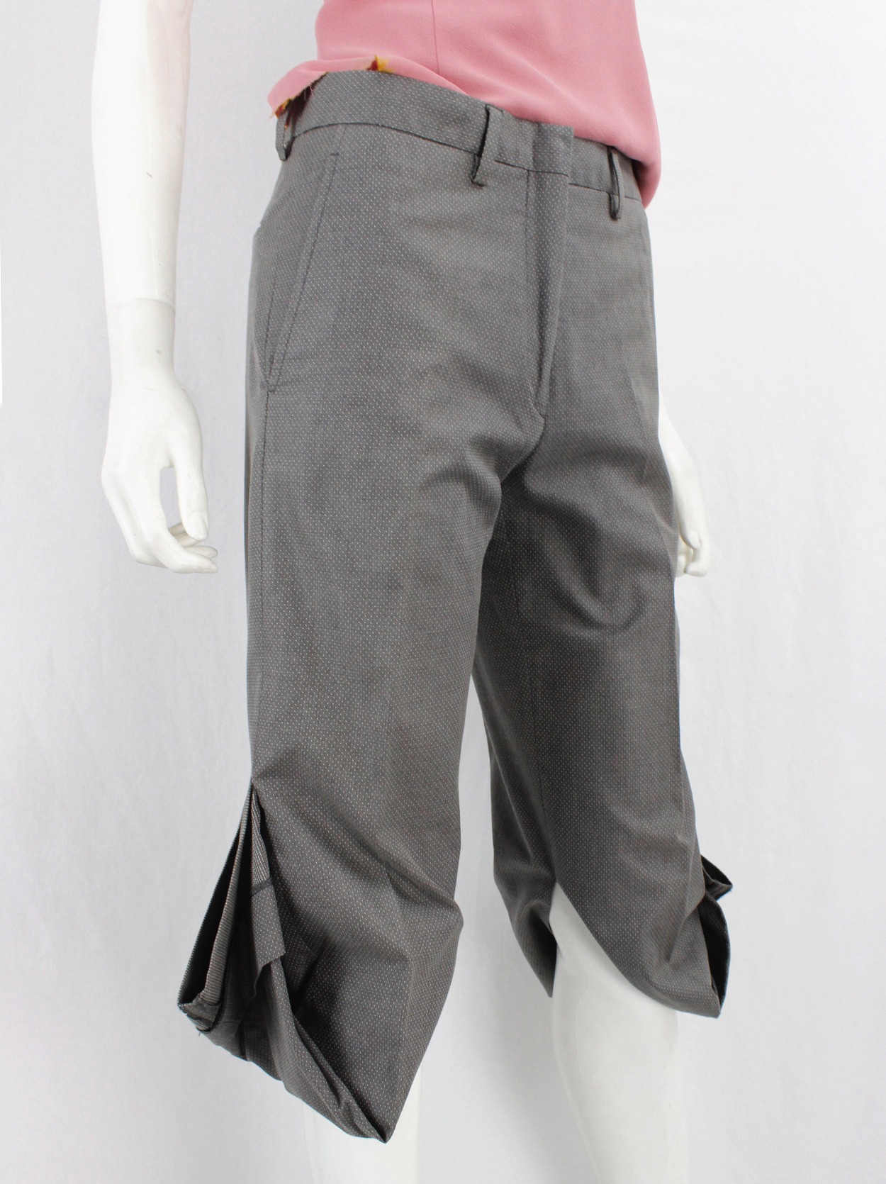 Maison Martin Margiela grey long trousers folded up into capri 